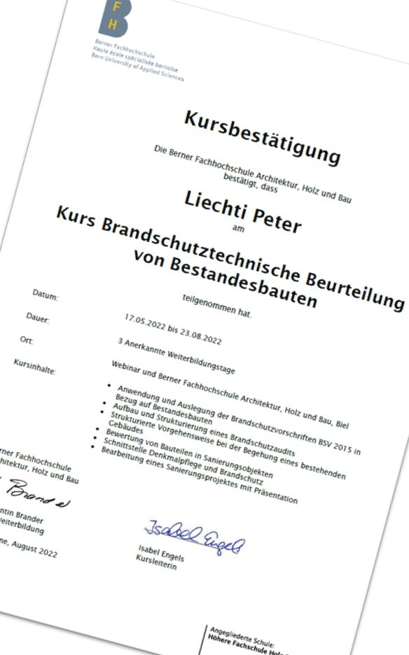 Bestätigung Kurs: Peter Liechti Tiger Gmbh